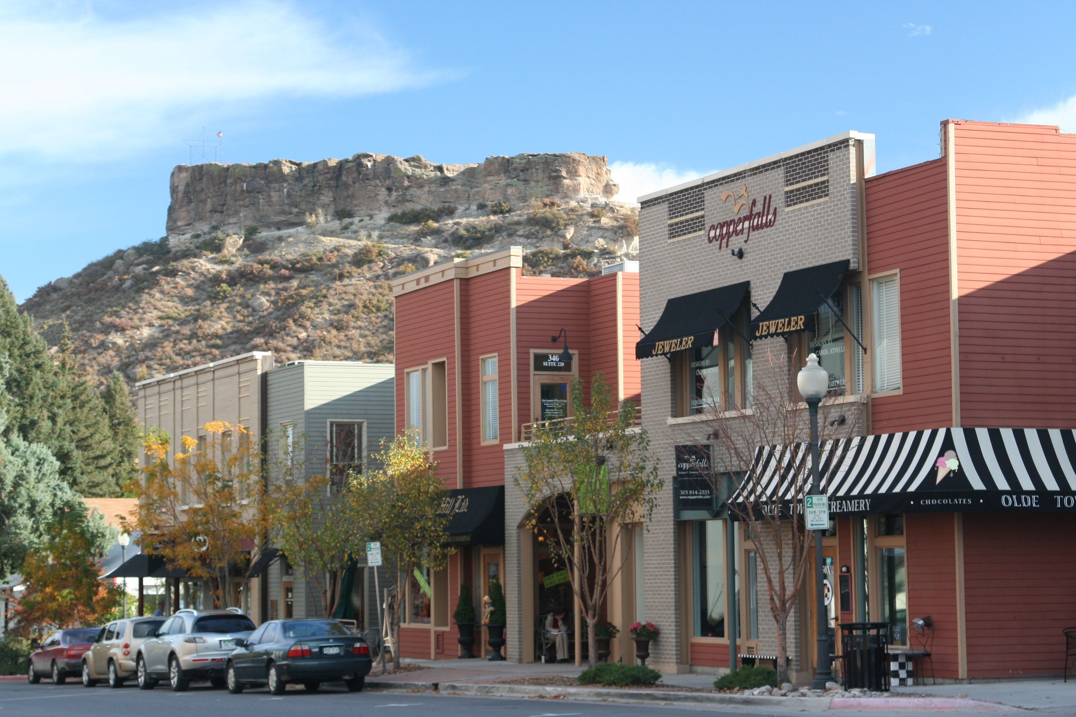 Historic Main Street buildings in downtown Castle Rock, Colorado